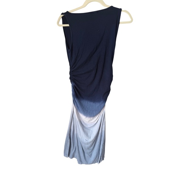 Athleta Ombre Ruched Tank Dress Navy Blue White Blue Size S Made in USA - Picture 2 of 3